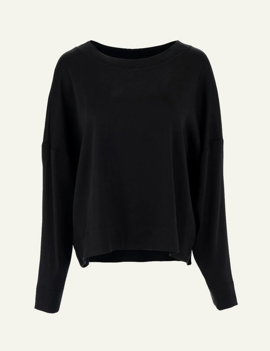 Philosophy women's black sandwashed satin long-sleeve top