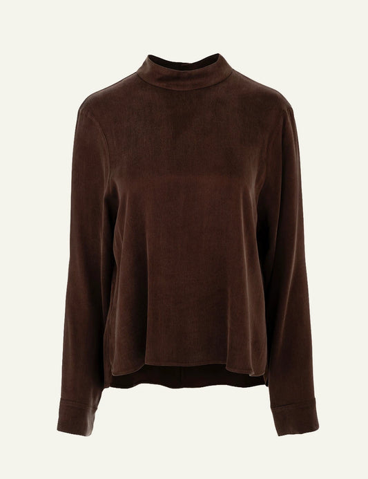 Philosophy women's brown cupro viscose mock-neck top front view