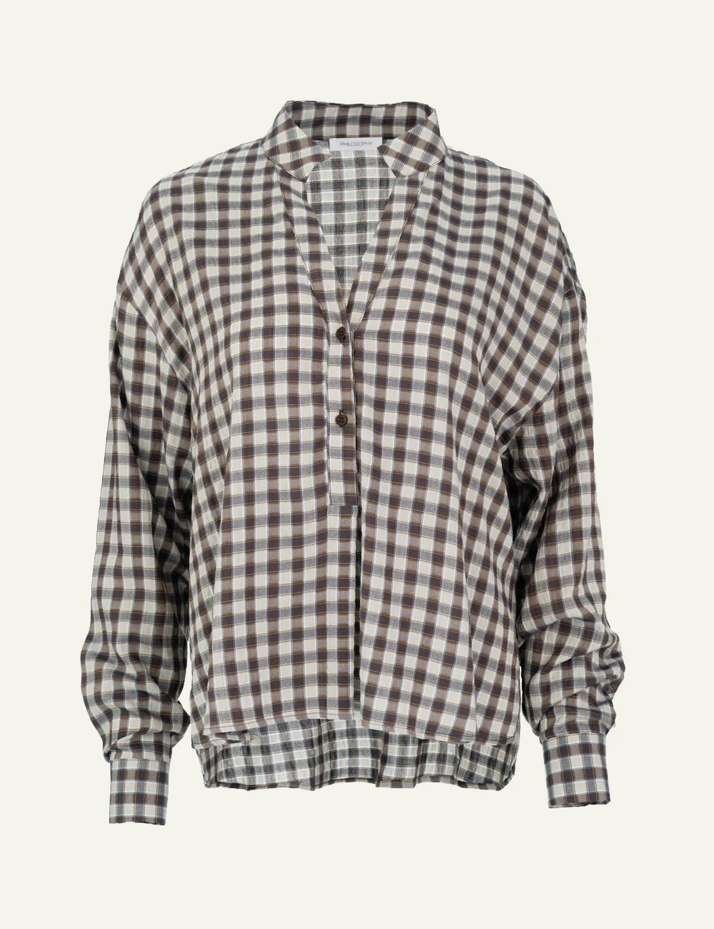 Philosophy women's brown plaid long-sleeve top