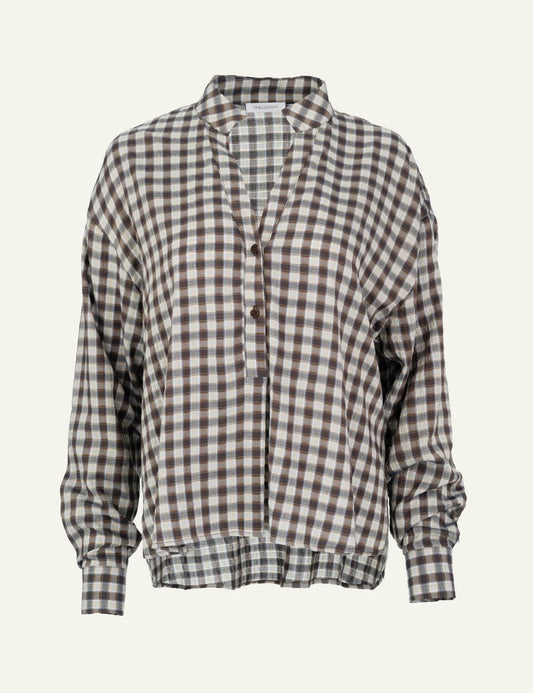 Philosophy women's brown plaid long-sleeve top
