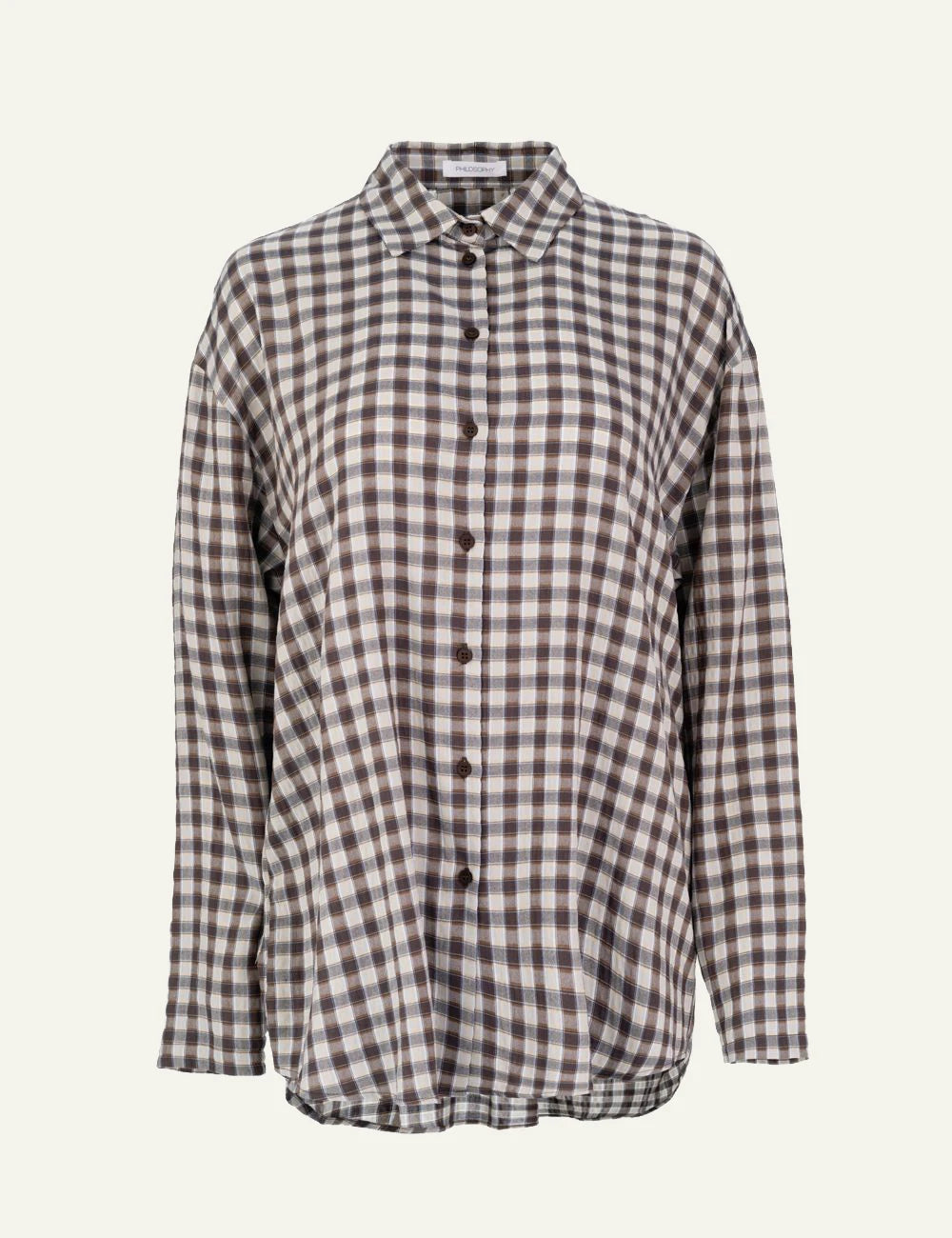 Philosophy women's brown plaid oversized shirt 