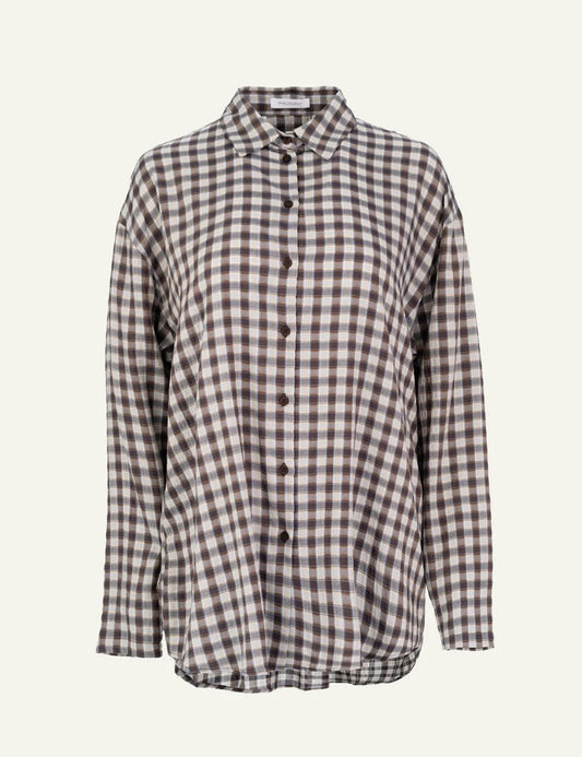 Philosophy women's brown plaid oversized shirt 