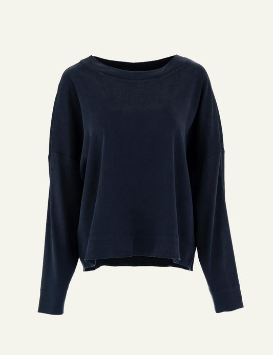 Philosophy women's dark blue sandwashed satin long-sleeve top