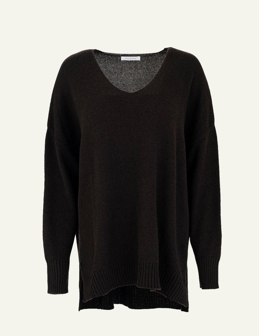 Philosophy women's dark brown cashmere V-neck long sweater