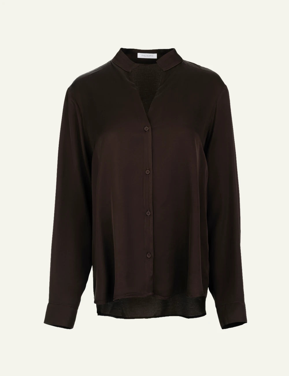 Philosophy women's dark brown satin ECOVERO shirt product shot
