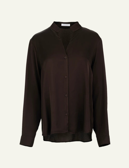 Philosophy women's dark brown satin ECOVERO shirt product shot