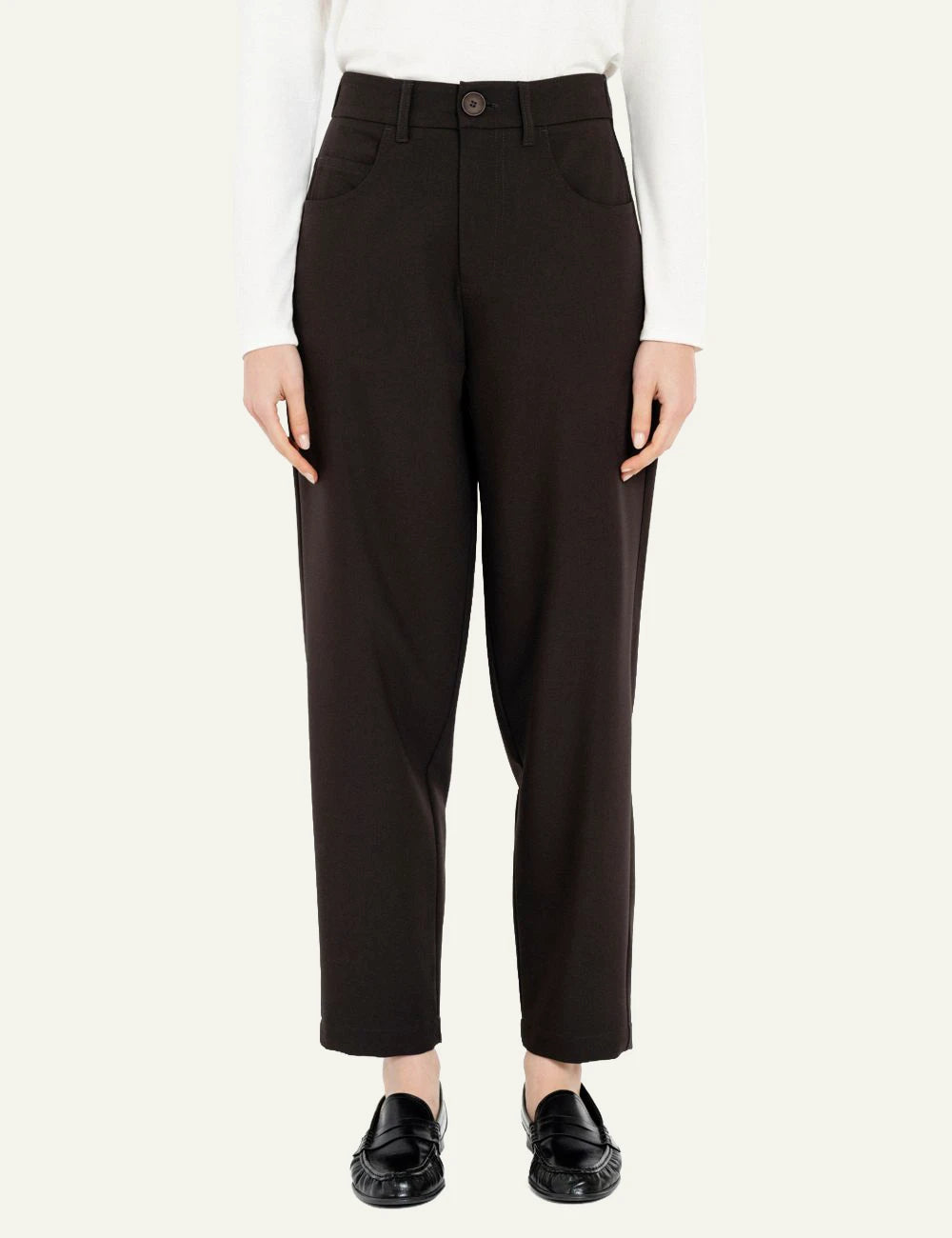 Philosophy women's dark brown tapered T/R pants front view