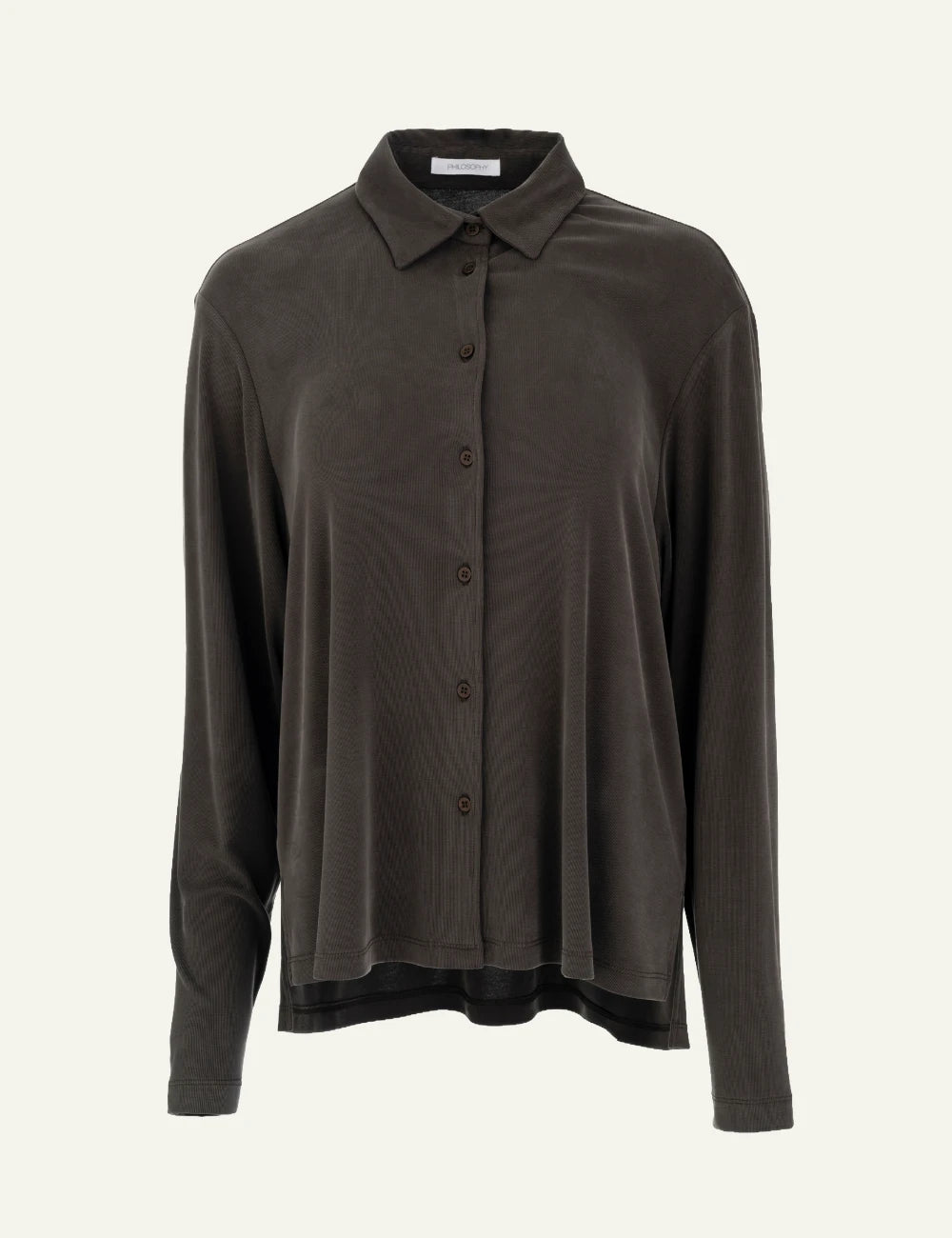 Philosophy women's dark khaki rib sandwashed shirt