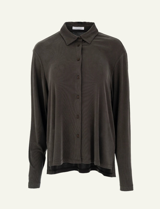 Philosophy women's dark khaki rib sandwashed shirt