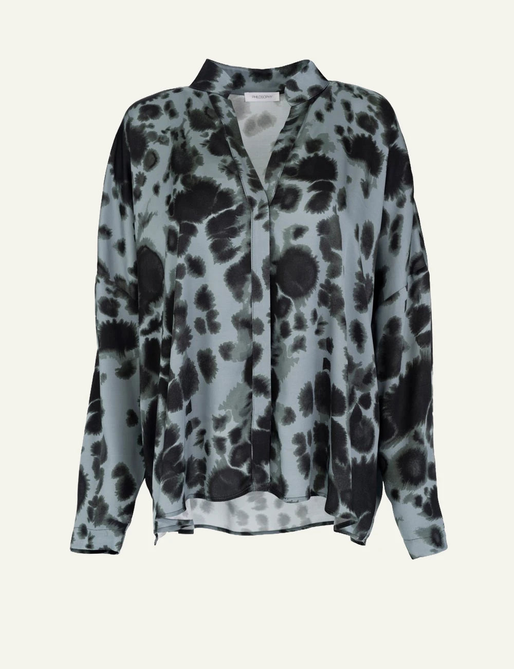 Philosophy women's dusty blue printed satin oversized shirt