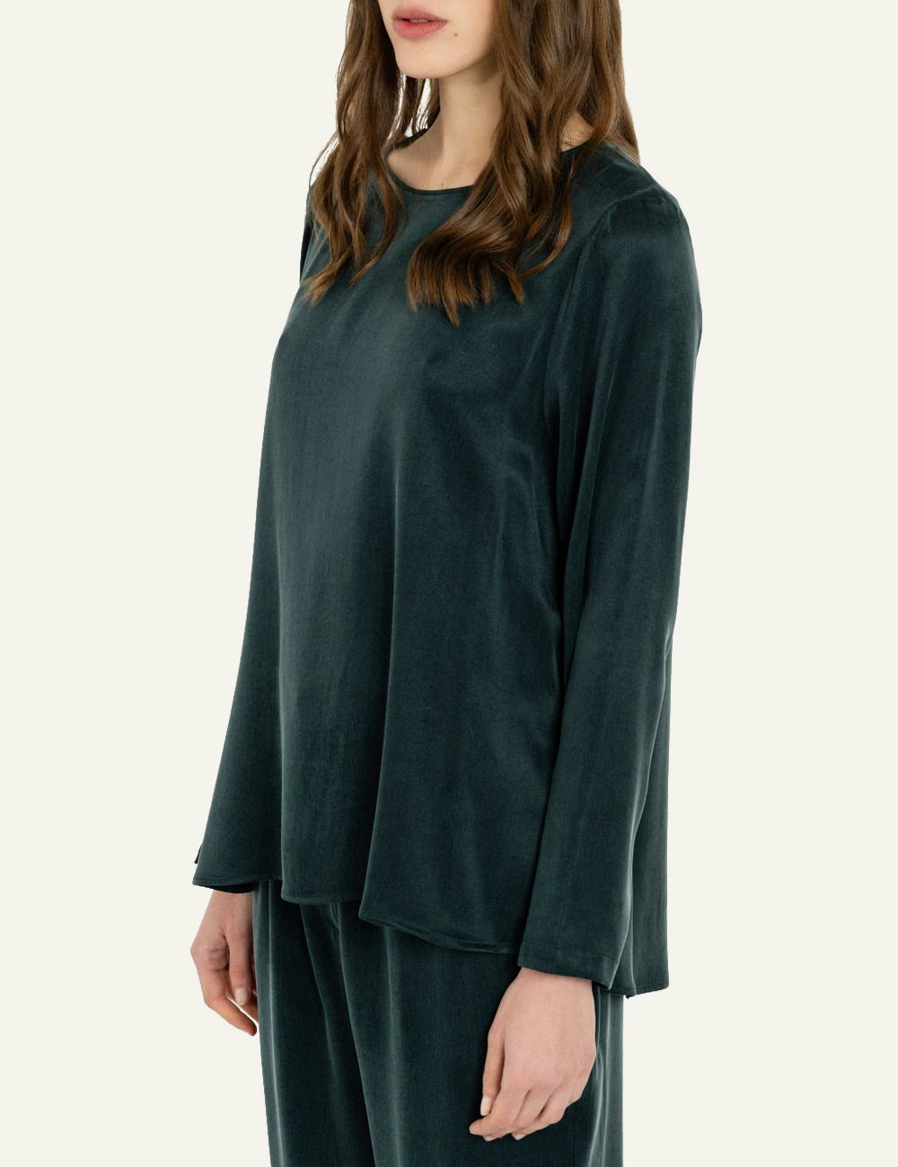 Philosophy women's green cupro viscose long blouse side view