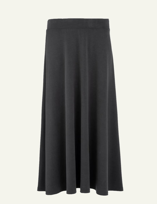 Philosophy women's grey heavy rib sandwashed midi skirt front view product shot