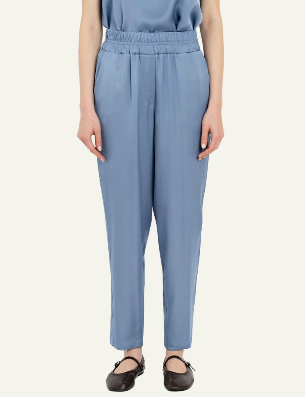 Philosophy women's light blue ECOVERO satin jogger pants front view