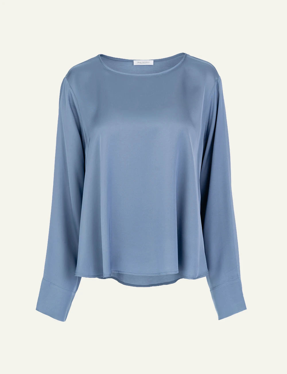 Philosophy women's light blue satin ECOVERO long-sleeve top