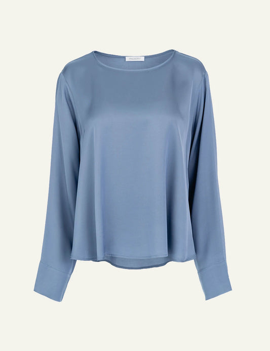 Philosophy women's light blue satin ECOVERO long-sleeve top