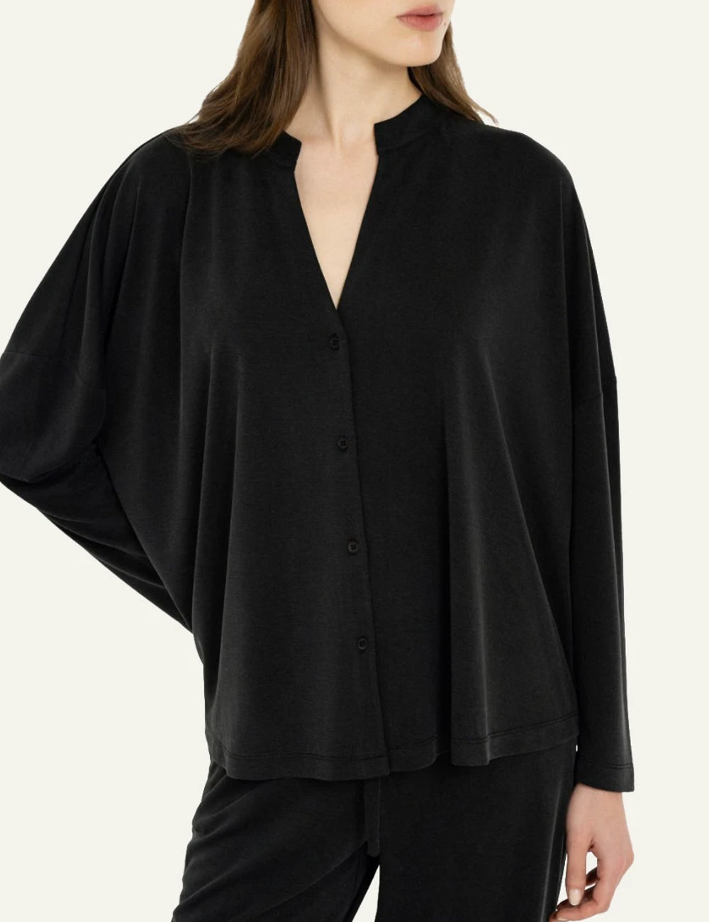 Philosophy women's off-black cupro pique oversized shirt front view