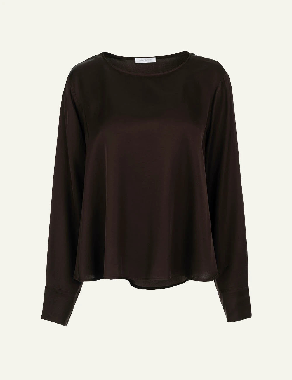 Philosophy women's dark brown satin ECOVERO long-sleeve top 