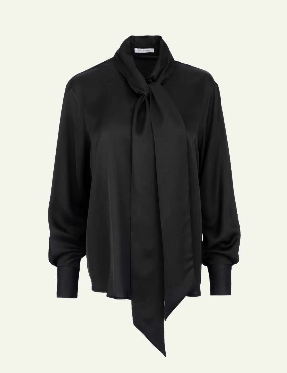 Philosophy women's off-black satin ECOVERO tie-neck shirt product shot