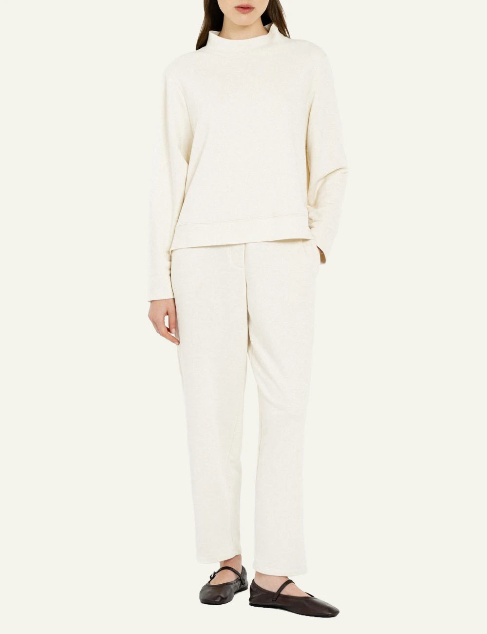 Philosophy women's off-white mock-neck sweatshirt top full look