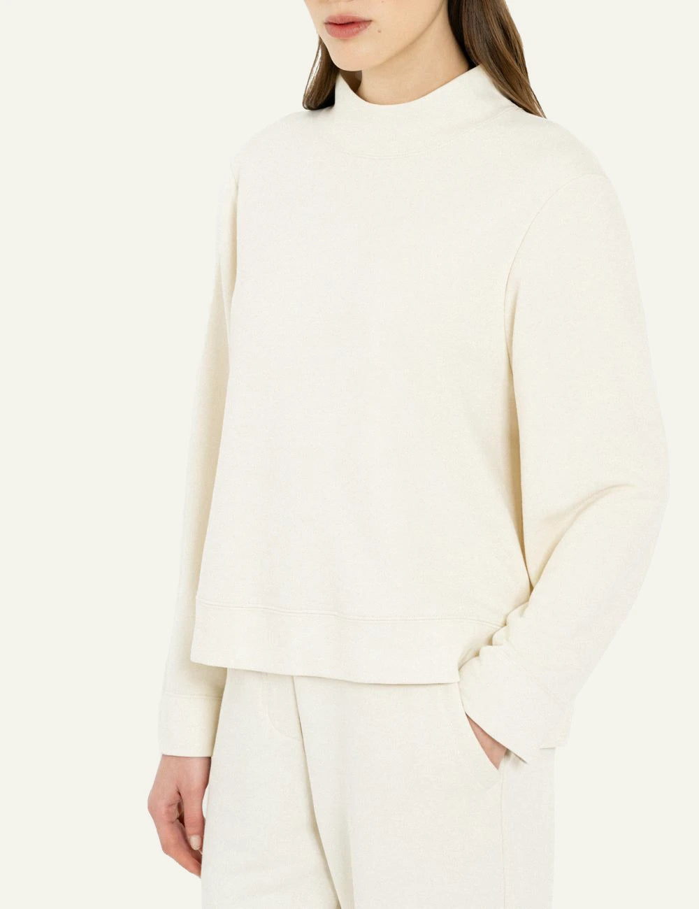 Philosophy women's off-white mock-neck sweatshirt top side view