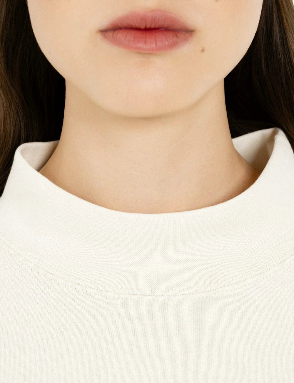 Philosophy women's off-white mock-neck sweatshirt top neck close up details