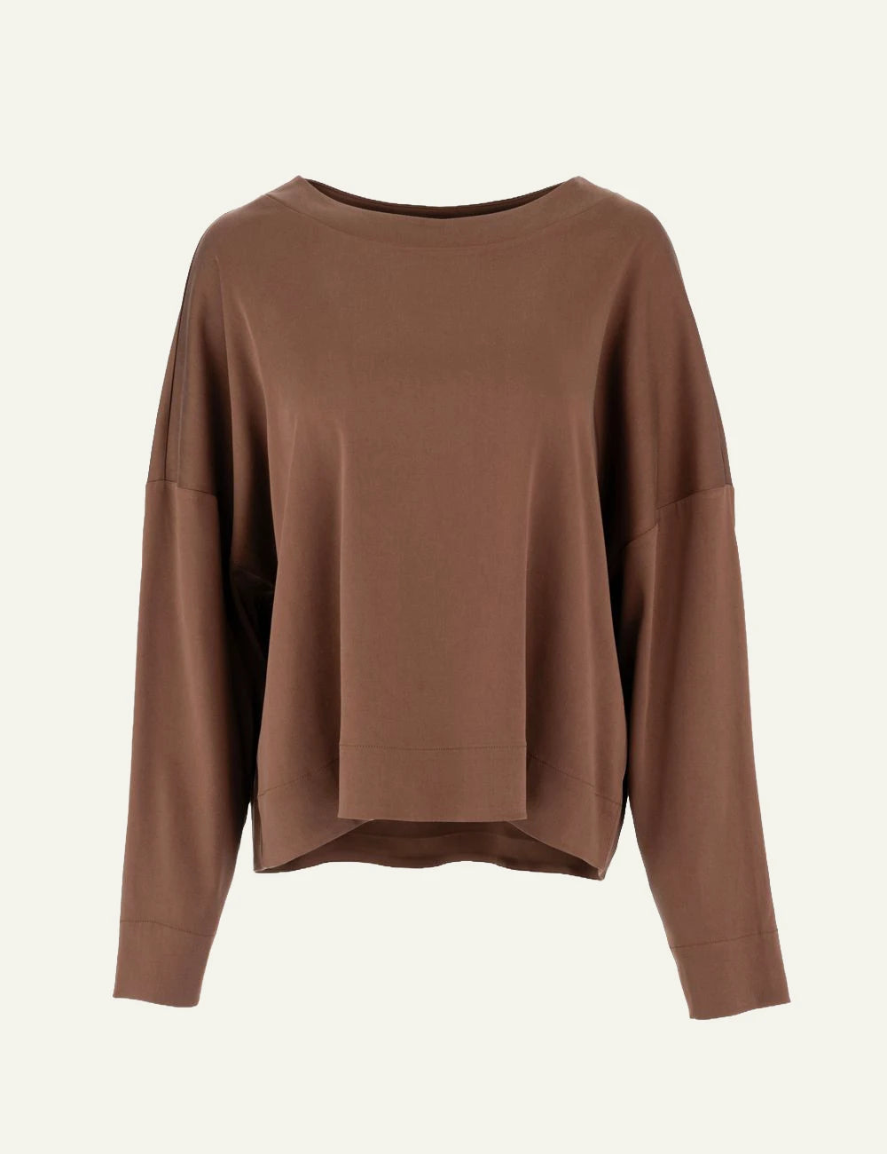 Philosophy women's brown sandwashed satin long-sleeve top