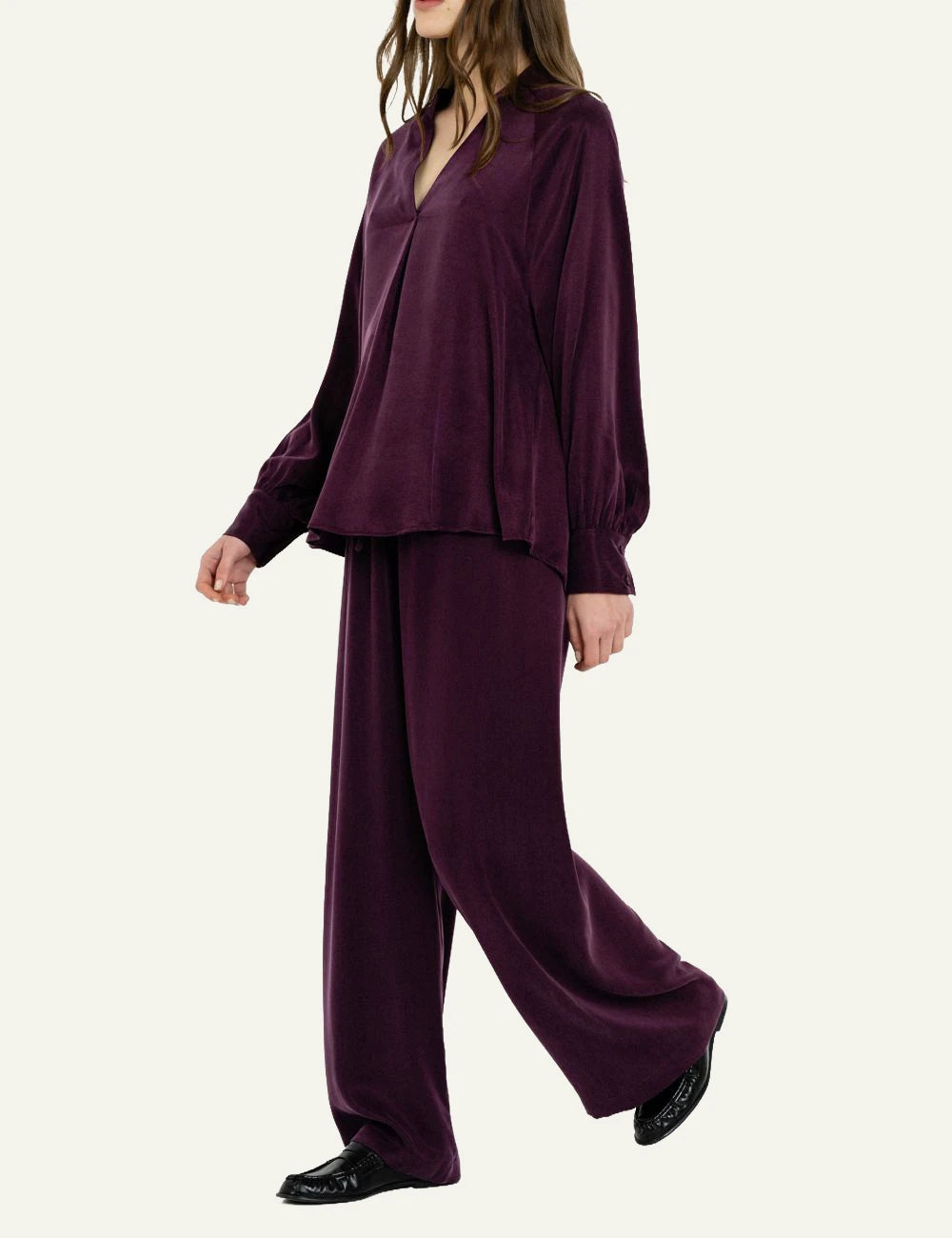 Philosophy women's purple cupro viscose blouse full look side view