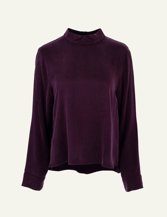 Philosophy women's purple cupro viscose mock-neck top