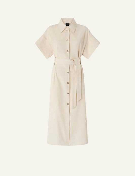 Pinko Alesha midi shirt dress beige with belt front view