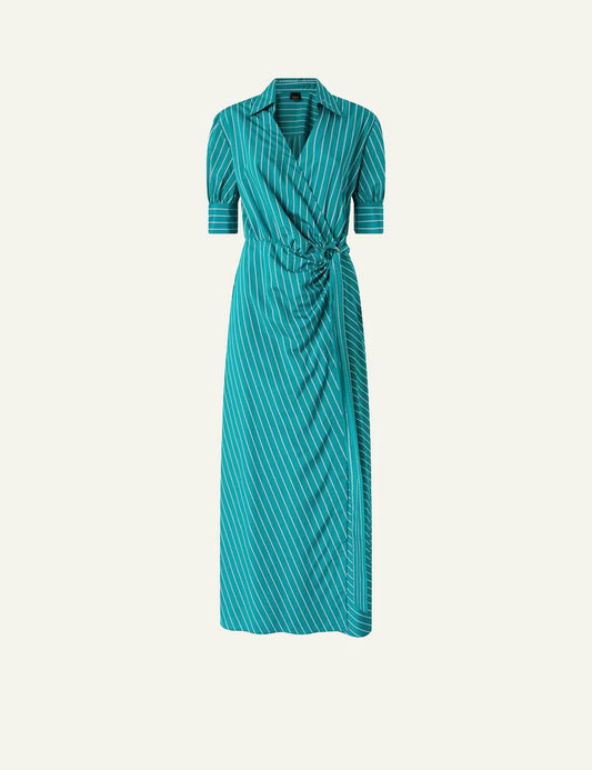 Pinko Alexandra maxi wrap dress green striped front view