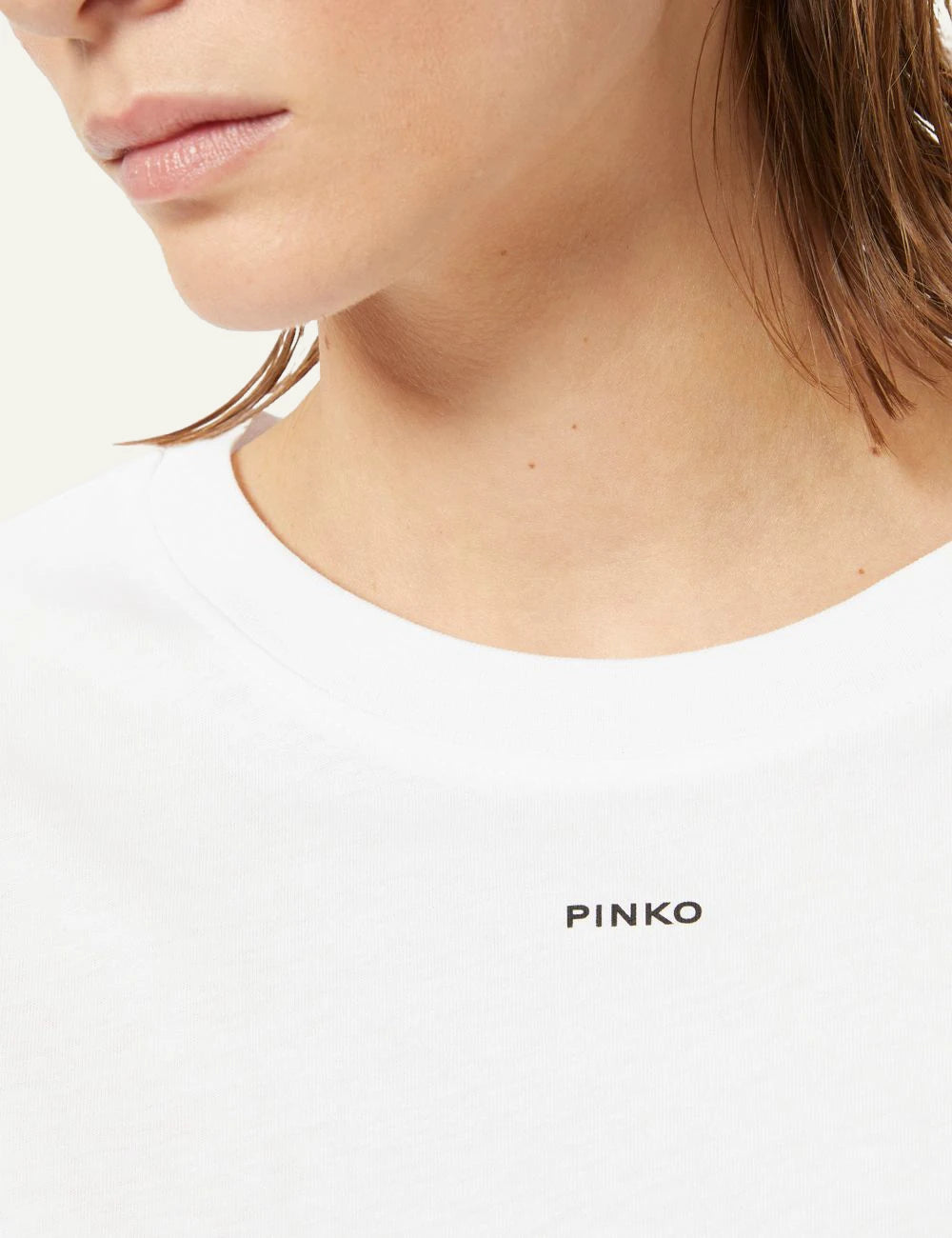 Pinko Basico t-shirt white cotton jersey small logo detail view