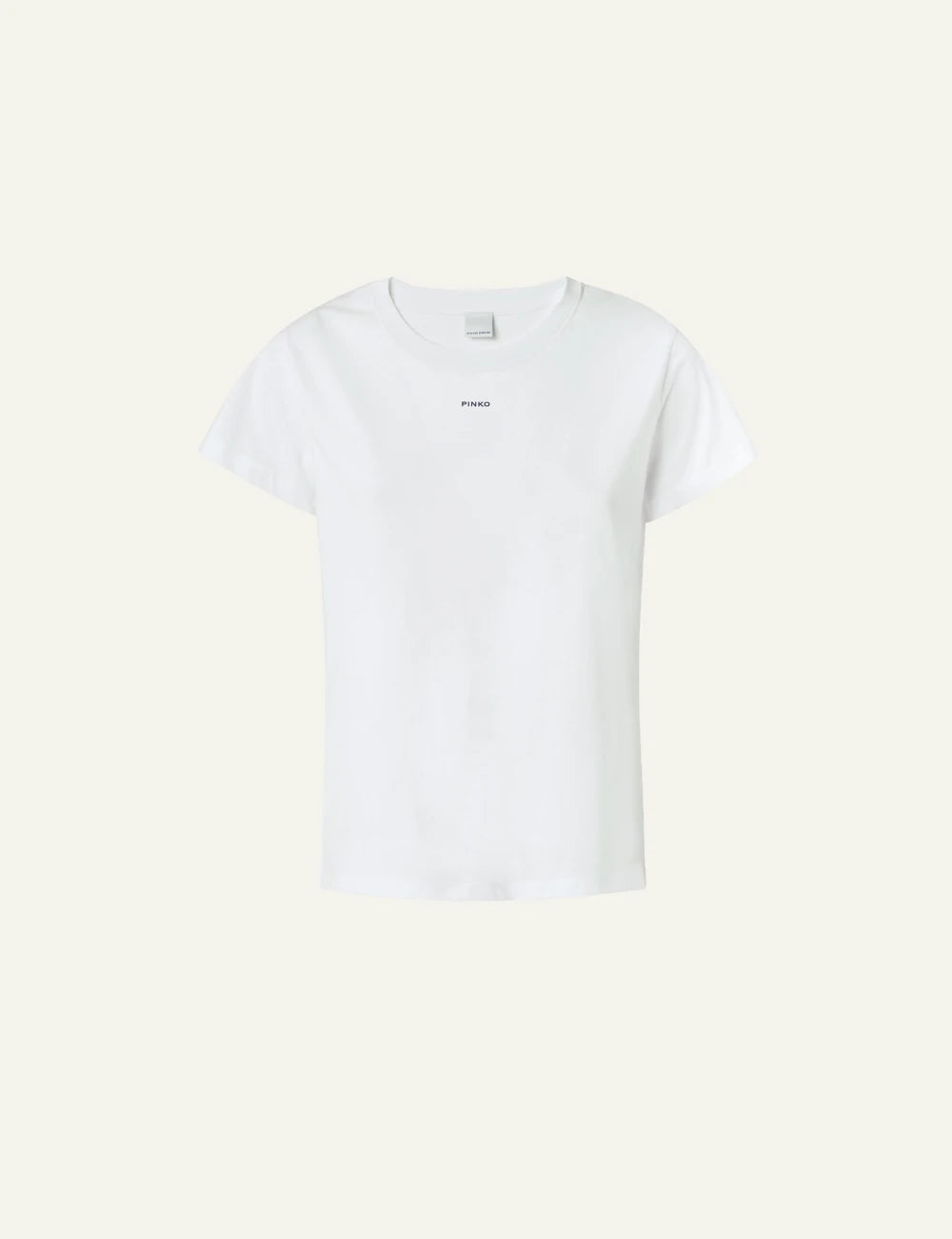Pinko Basico t-shirt white cotton jersey small logo front flat view
