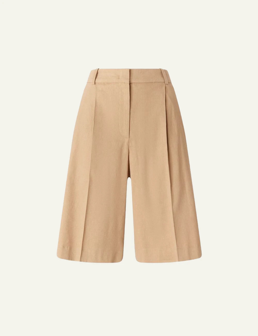 Pinko bermuda beige linen viscose wide leg front flat view