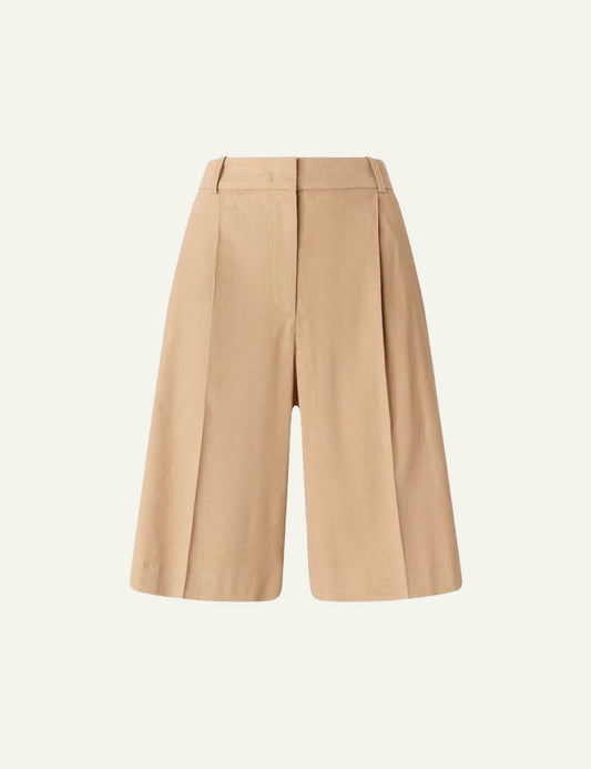 Pinko bermuda beige linen viscose wide leg front flat view