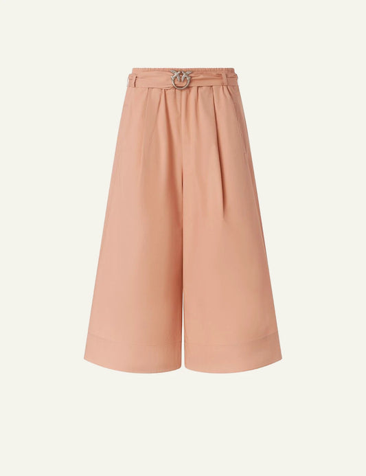 Pinko bermuda shorts peach wide leg elastic waist belt front flat view