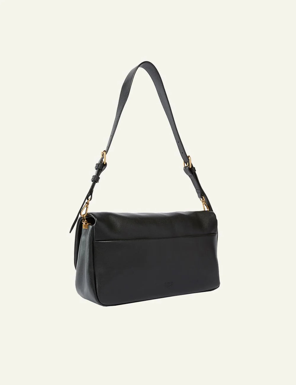 Pinko black leather shoulder bag Love Birds flap back view