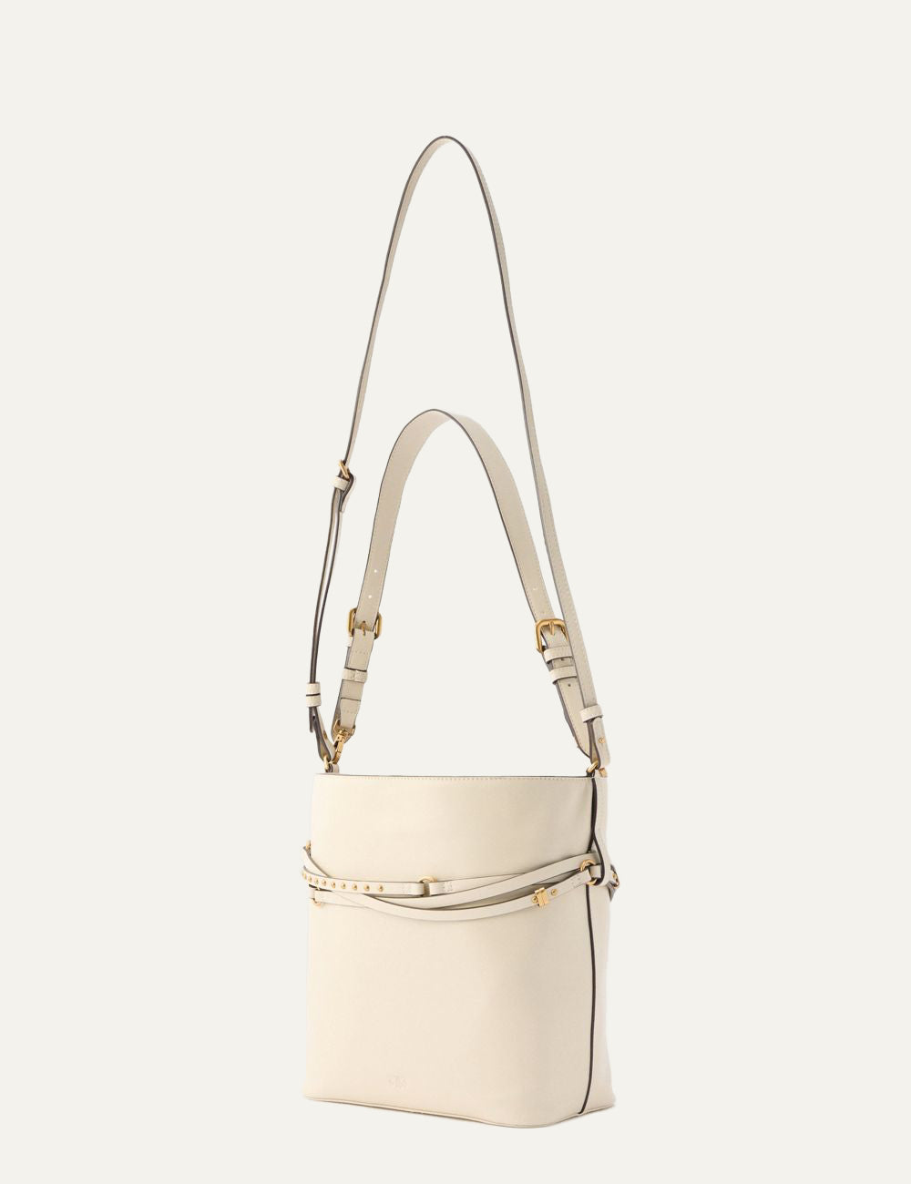 Pinko bucket belt bag cream leather shoulder bag me studs kai Love Birds detail side view