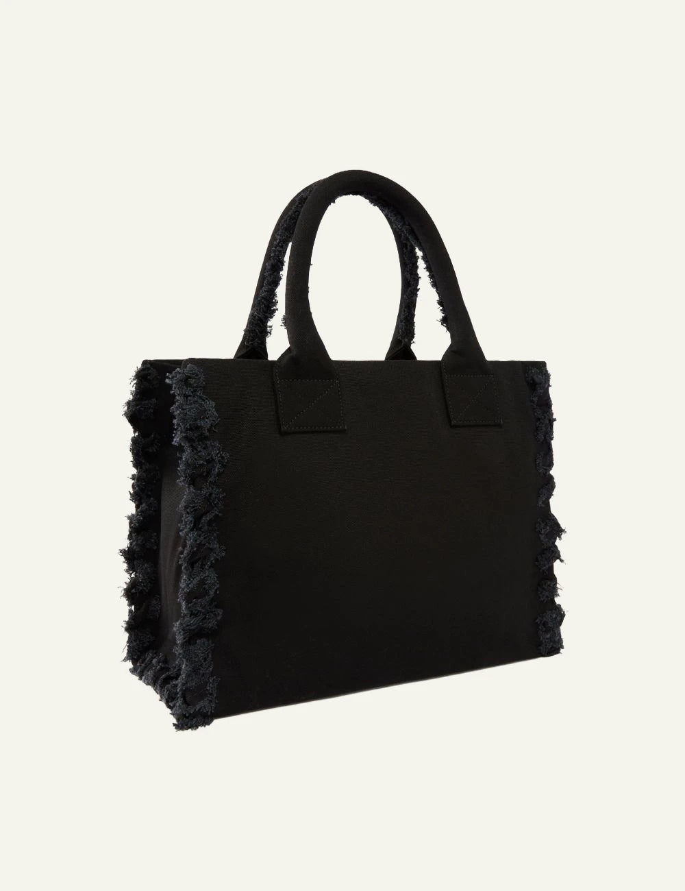 Pinko canvas shopper bag black medium frayed edges logo back