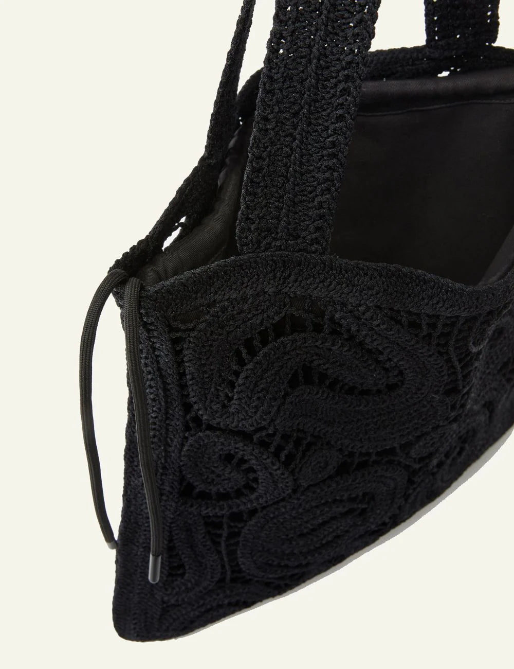 Pinko crochet shopper bag black geometric pattern front view