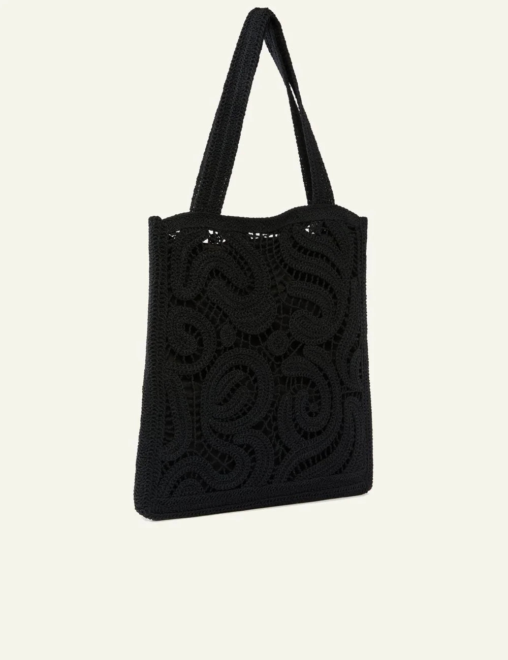 Pinko crochet shopper bag black geometric pattern back view