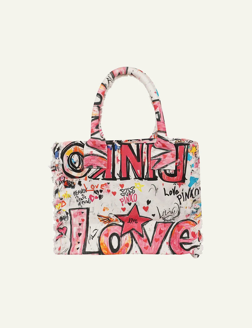 Pinko bag graffiti LOVE print canvas tote  back view