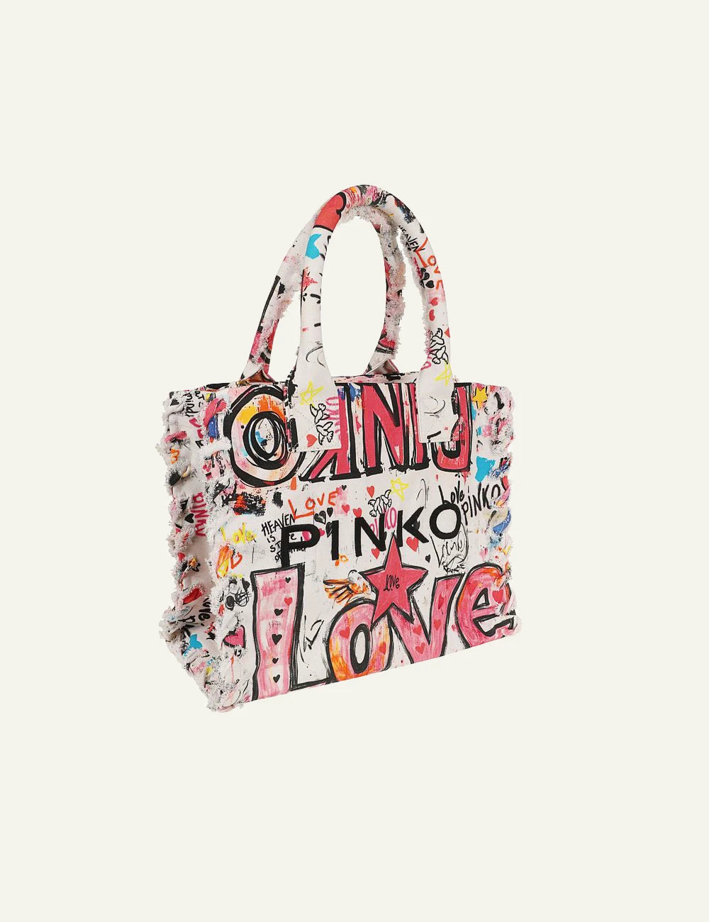 Pinko bag graffiti LOVE print canvas tote side view