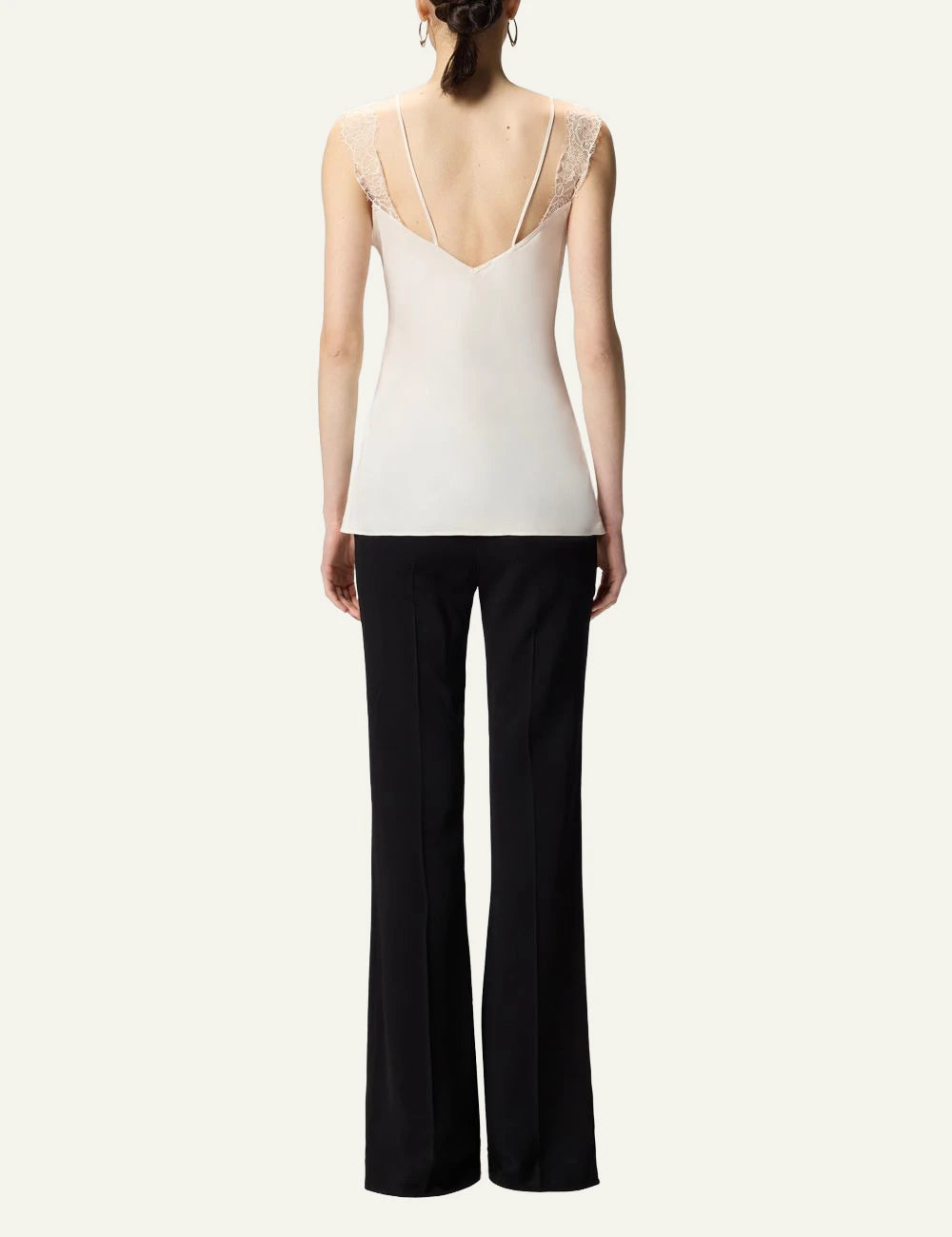Pinko lace top beige lingerie style V neck back view