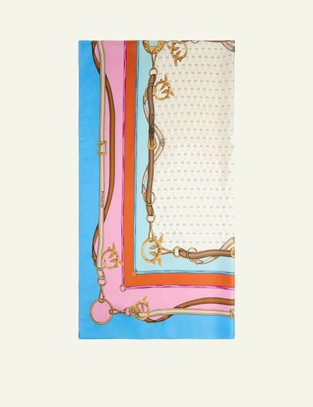 Pinko Limbo silk foulard multicolor Love Birds print front view