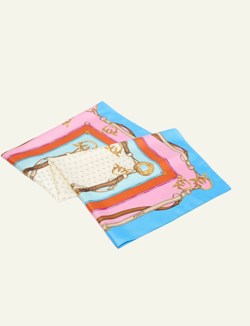 Pinko Limbo silk foulard multicolor Love Birds print top view