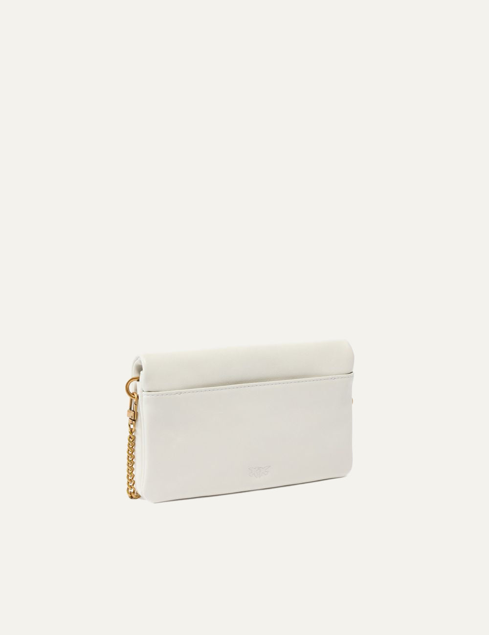 Pinko Love Bag mini pochette cream leather me gold chain kai Love Birds logo back view