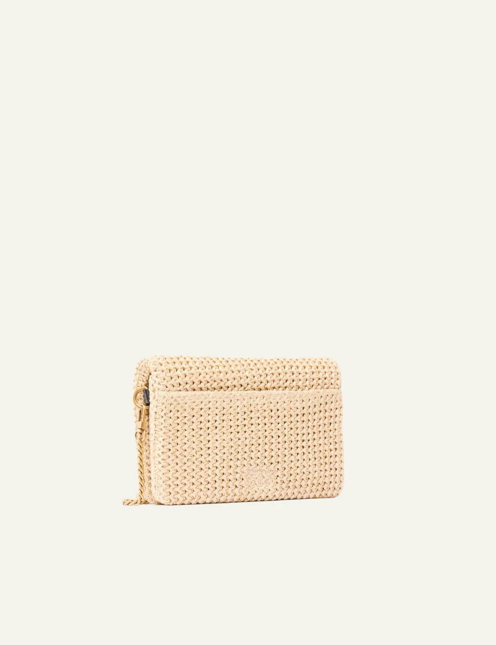 Pinko Love Bag mini rafia beige woven chain strap back view