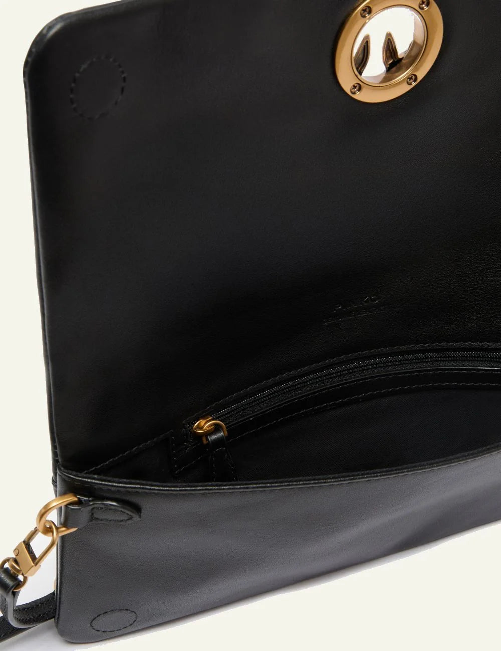 Pinko Love Bag pochette black leather shoulder crossbody me Love Birds logo top view