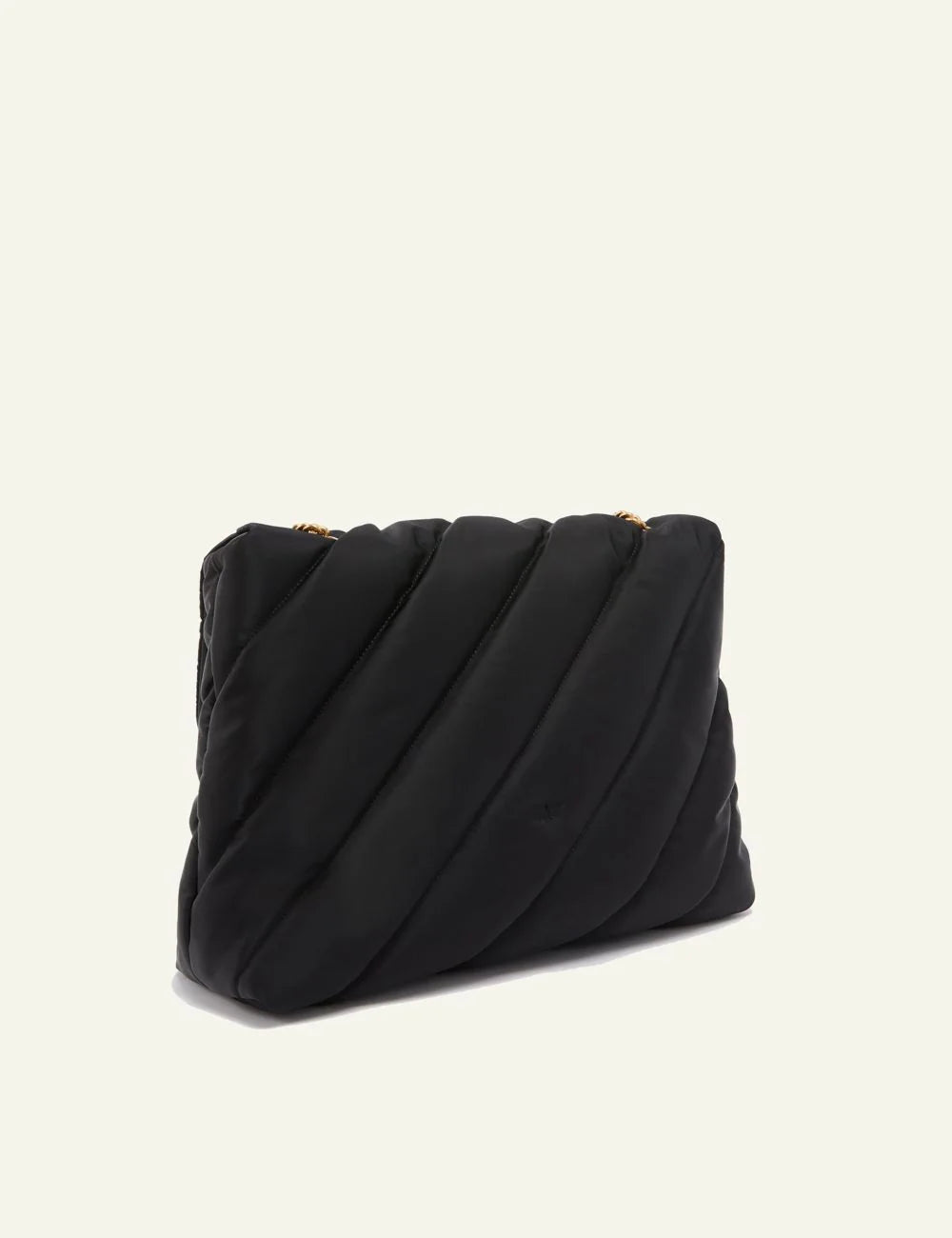 Pinko Love Bag Puff black quilted nylon chain strap back view