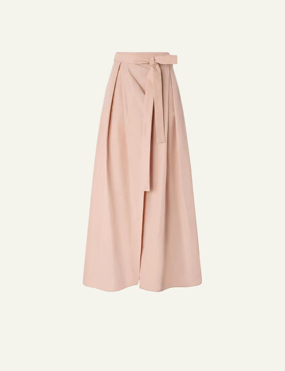 Pinko maxi skirt taffeta nude wrap tie waist front flat view